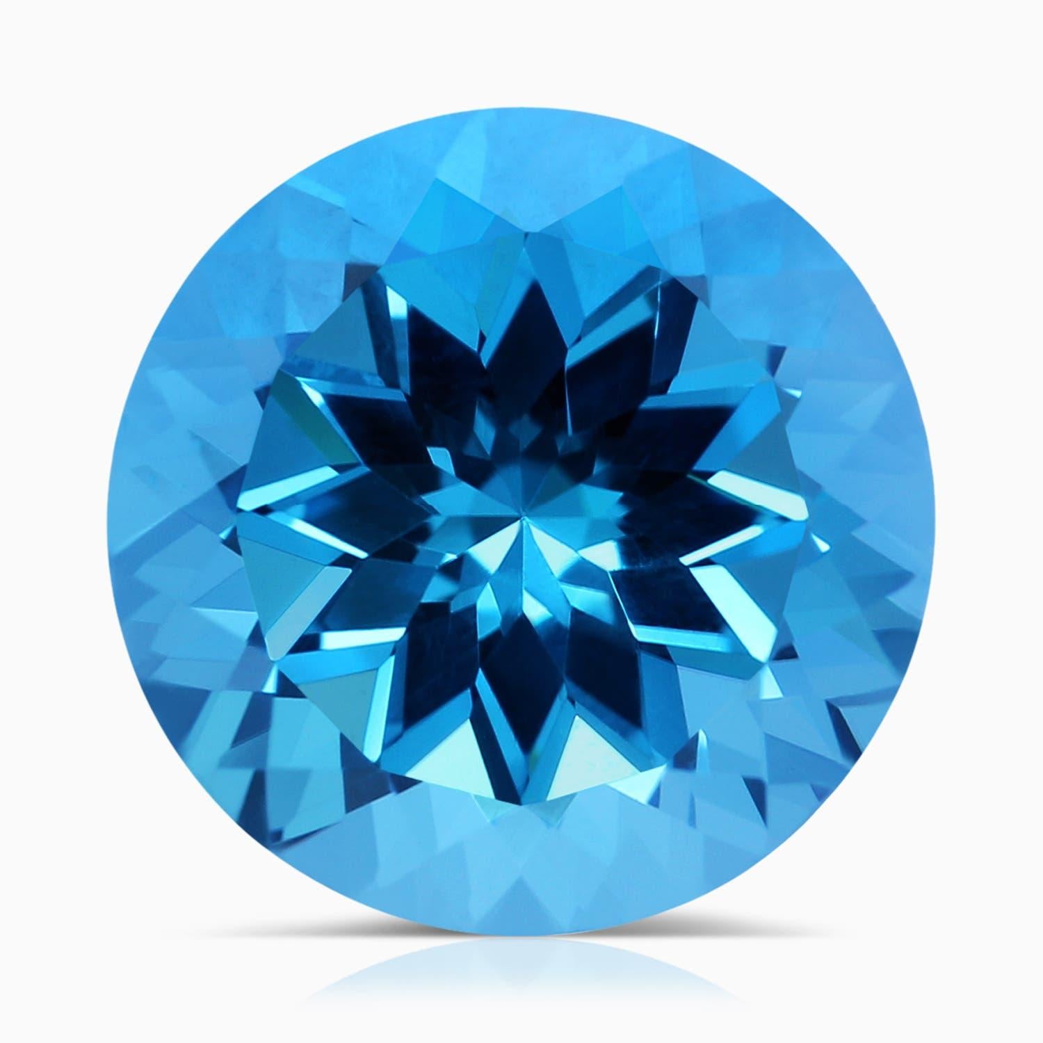 Anello aureolato in oro 14K con Topazio Blu Svizzero, Nature GIA certificato, rotondo da 9,81 ct. in vendita 1