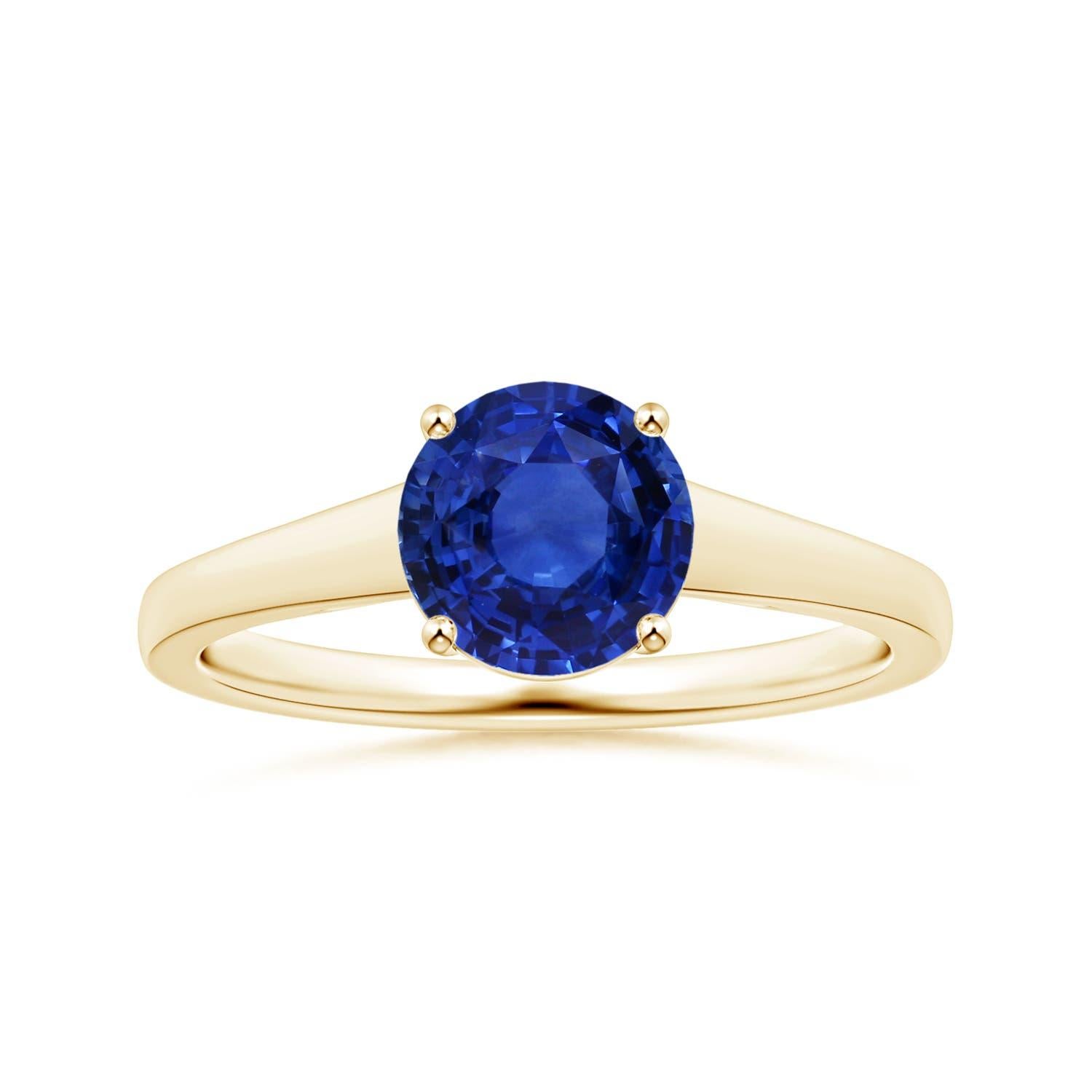 Anello solitario con zaffiro rotondo certificato GIA di Angara in oro 14 carati per donne in vendita 3