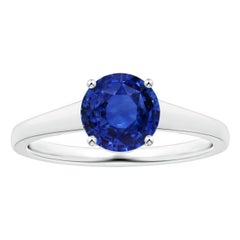 Anello solitario con zaffiro rotondo certificato GIA di Angara in oro 14 carati per donne