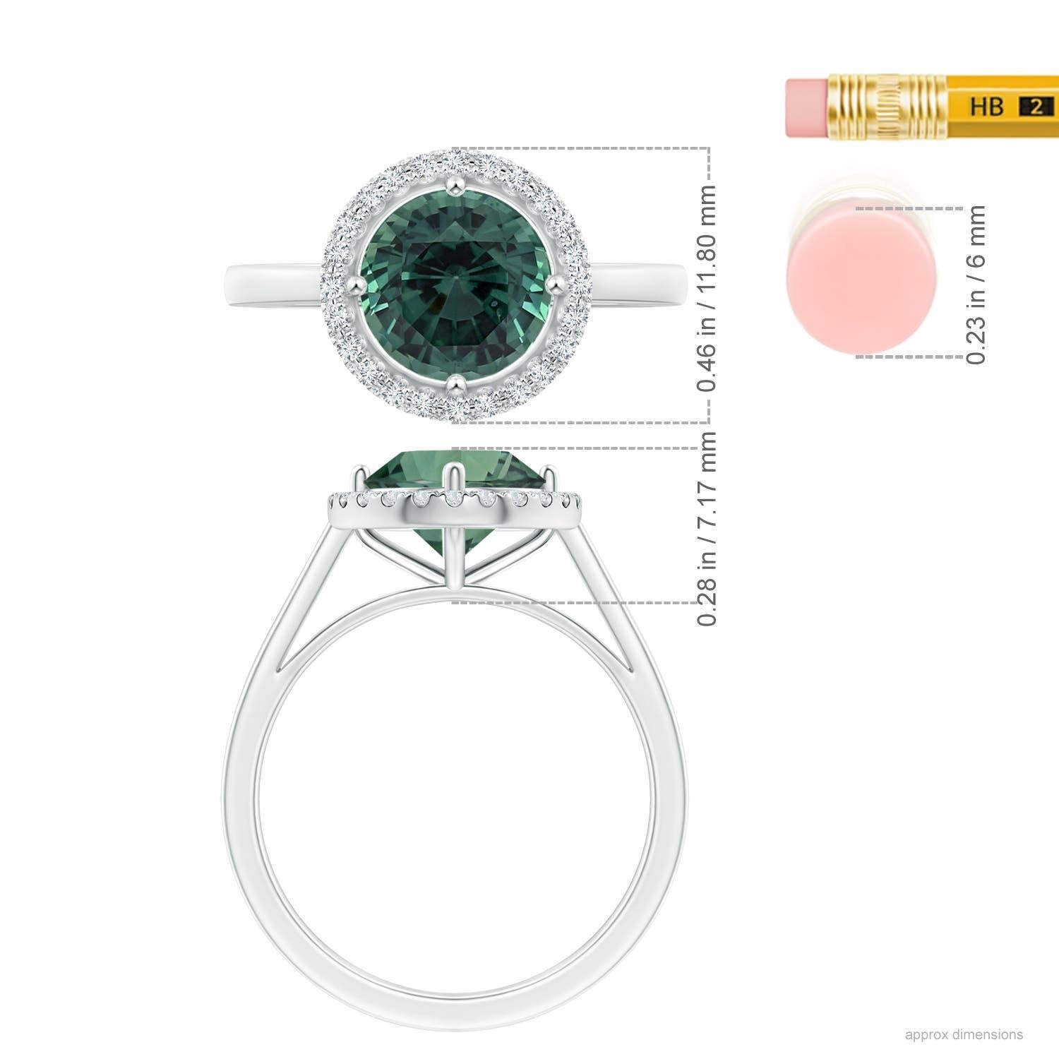 Anello con zaffiro tondo di colore verde acqua Montana certificato GIA di Angara in oro massiccio 14 carati In condizioni Nuovo in vendita a Los Angeles, CA