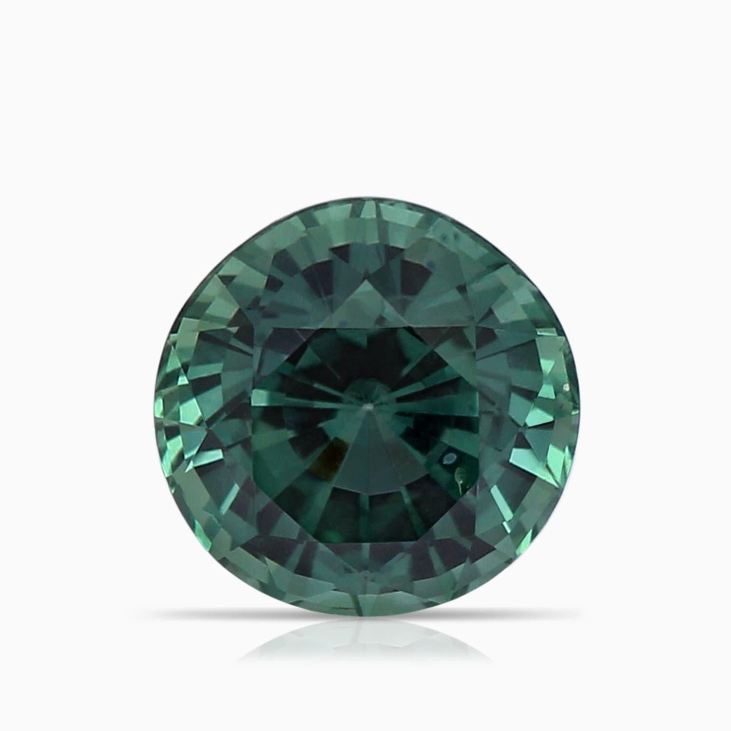 Donna Anello con zaffiro tondo di colore verde acqua Montana certificato GIA di Angara in oro massiccio 14 carati in vendita