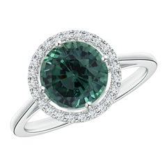 Angara Anillo de Zafiro Montana Redondo Certificado GIA Natural en Oro Macizo de 14K