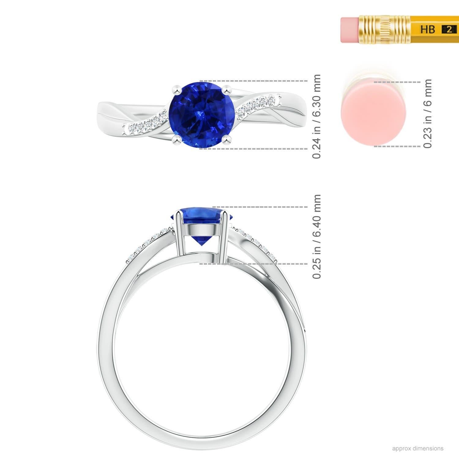 Anillo de oro macizo de 14 quilates con zafiro natural certificado por la GIA y mango partido trenzado en Nuevo estado para la venta en Los Angeles, CA