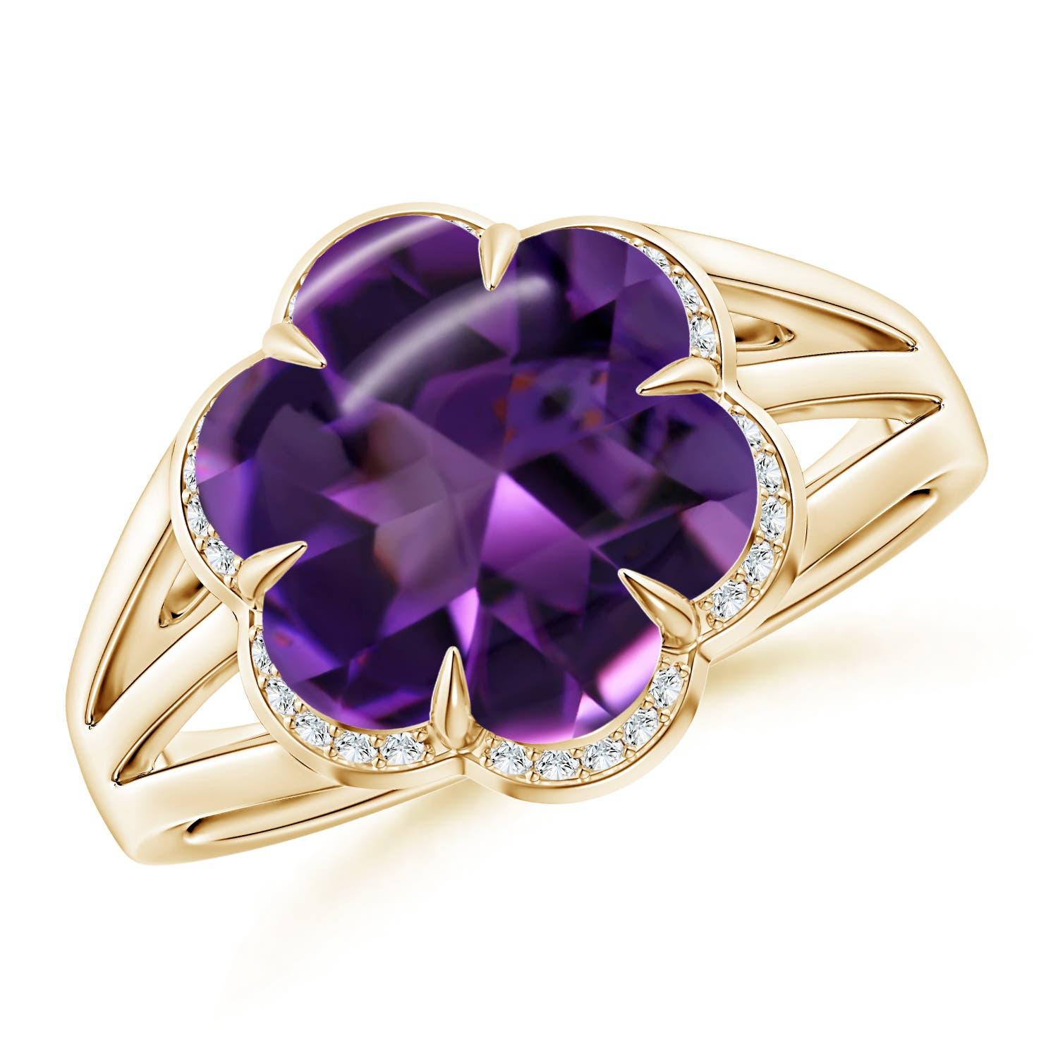 Anello con fiore di ametista a sei petali da 3,54 carati in oro 14K di Angara Nature certificato GIA in vendita 5