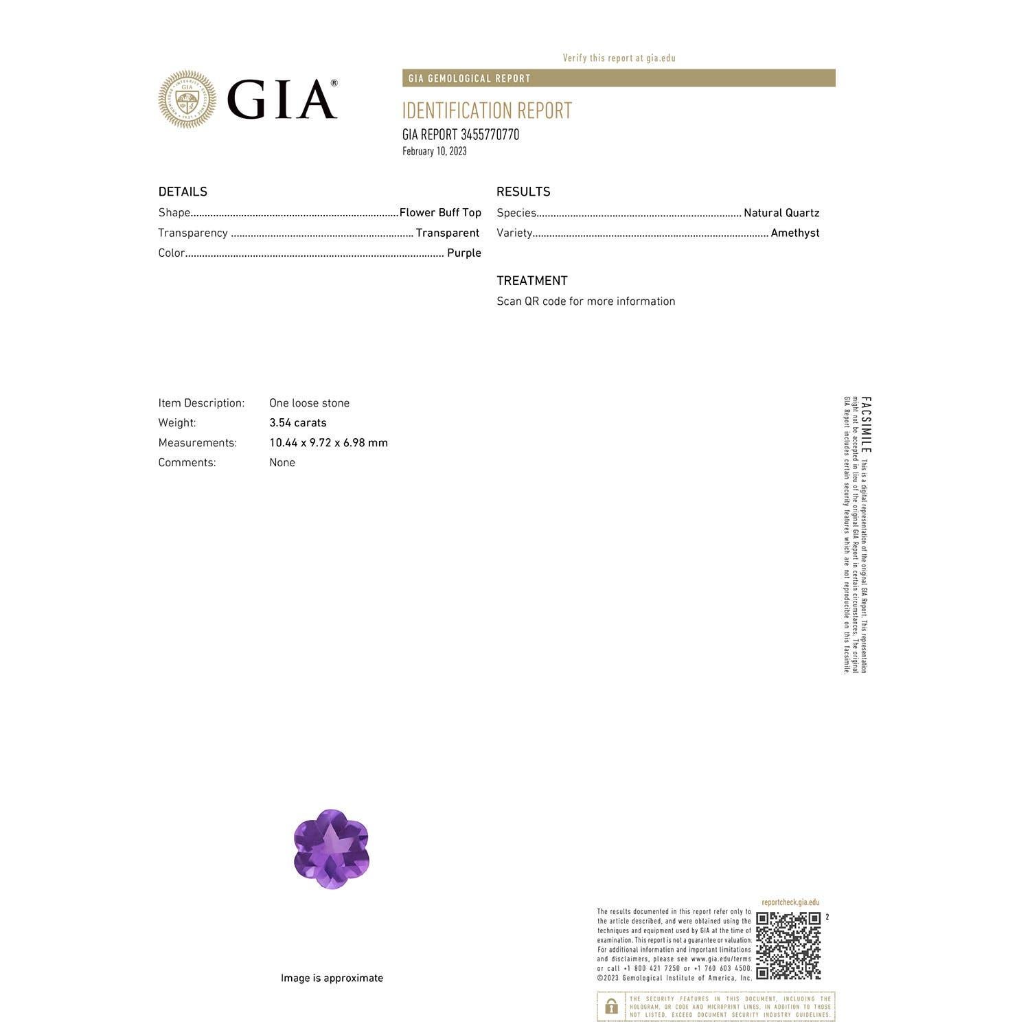 Moderno Anello con fiore di ametista a sei petali da 3,54 carati in oro 14K di Angara Nature certificato GIA in vendita