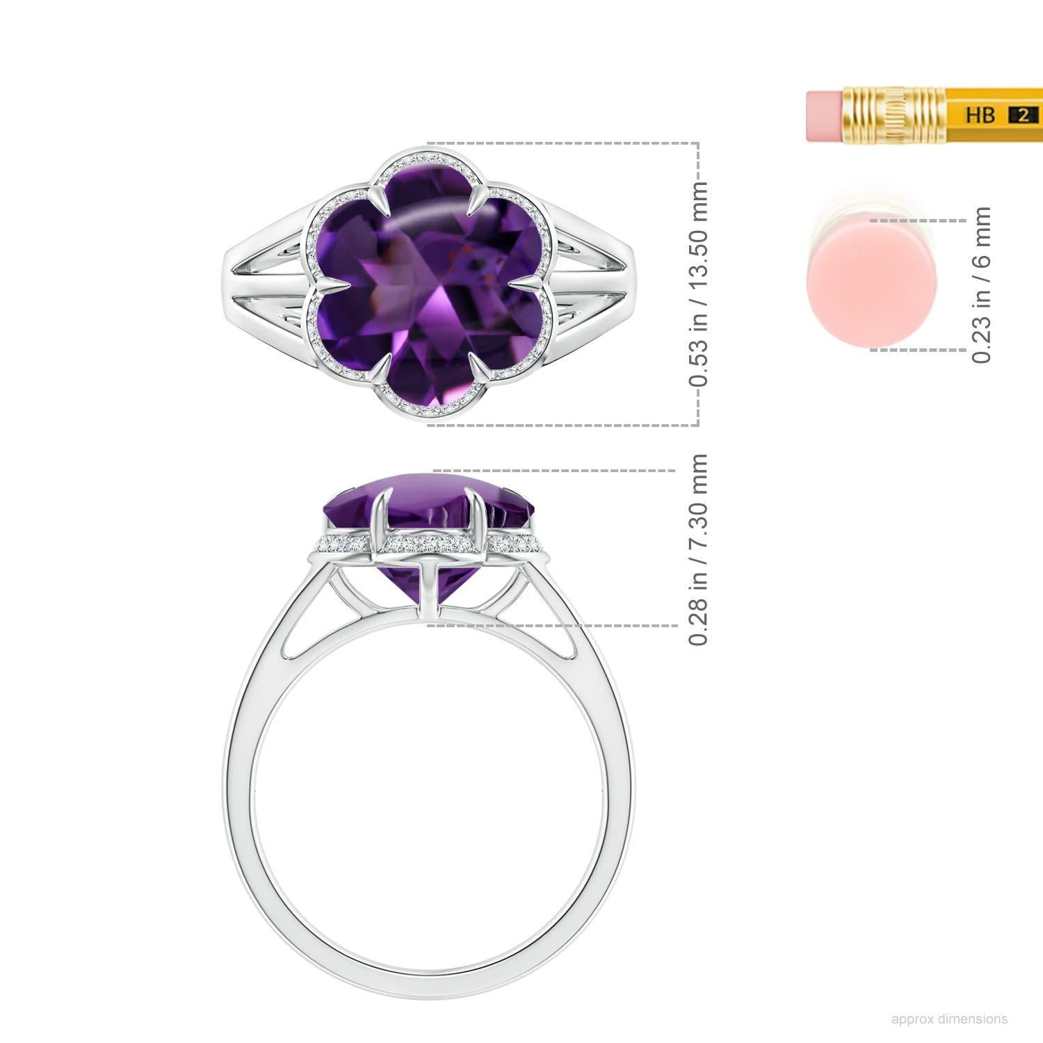Anello con fiore di ametista a sei petali da 3,54 carati in oro 14K di Angara Nature certificato GIA in vendita 2