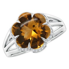 Anello con fiore di citrino a sei petali da 3,55 carati in oro 14K di Angara Nature certificato GIA