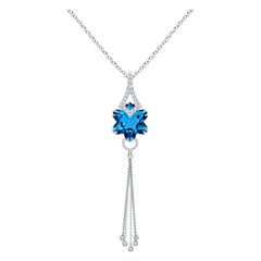 Angara Natural GIA Certified Snowflake-Cut 12.76 ct Swiss Blue Topaz in 14K Gold