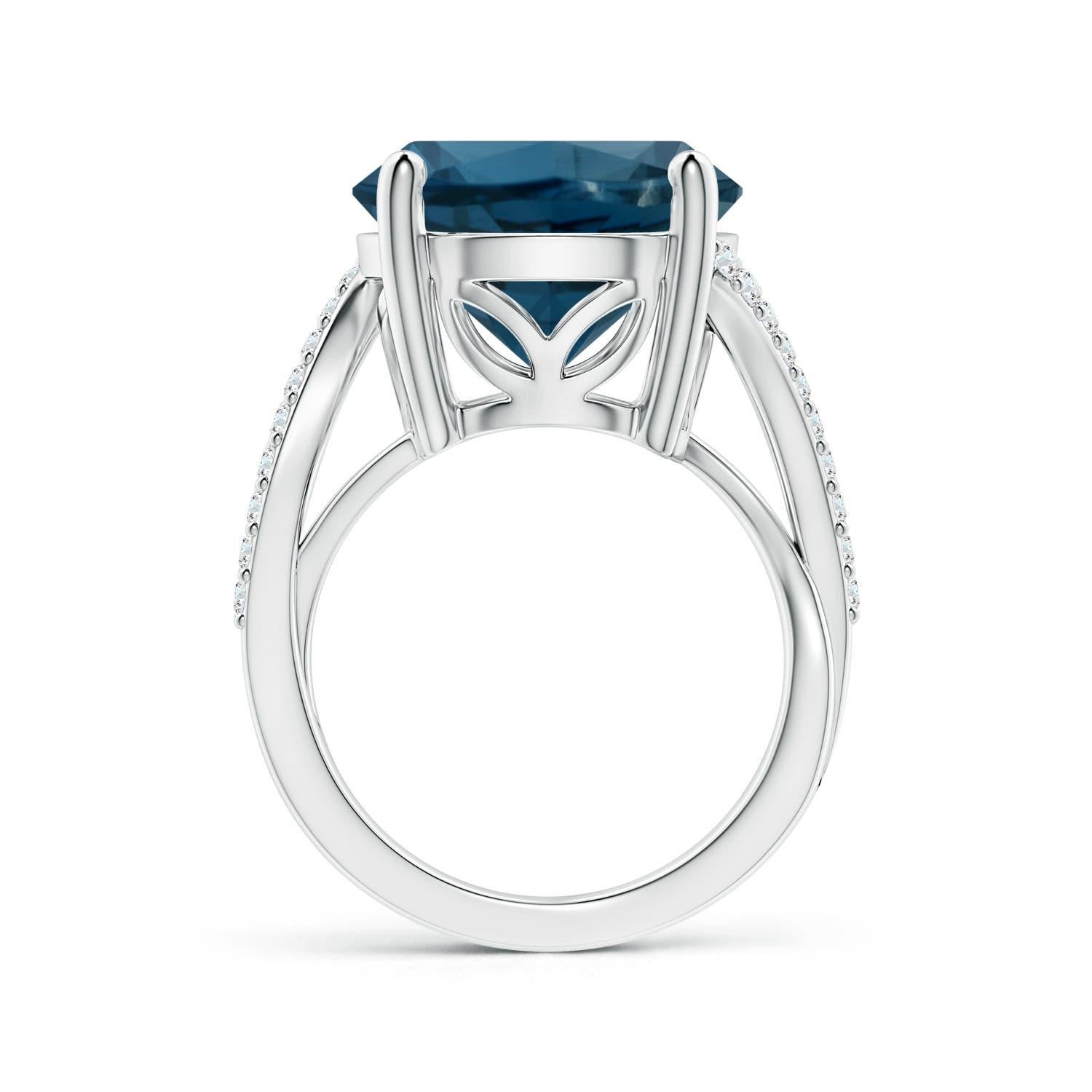 Angara Anillo de oro de 14 quilates con solitario natural certificado por la GIA de 11,22 ct de topacio azul de Londres Moderno en venta