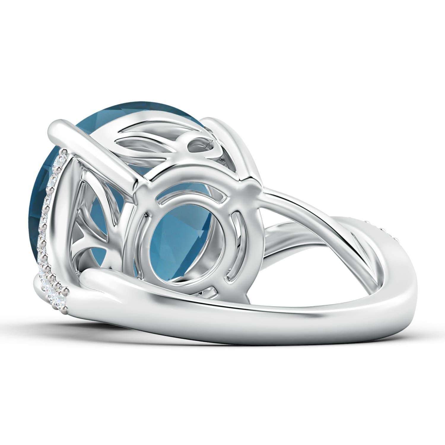 Angara Anillo de oro de 14 quilates con solitario natural certificado por la GIA de 11,22 ct de topacio azul de Londres en Nuevo estado para la venta en Los Angeles, CA