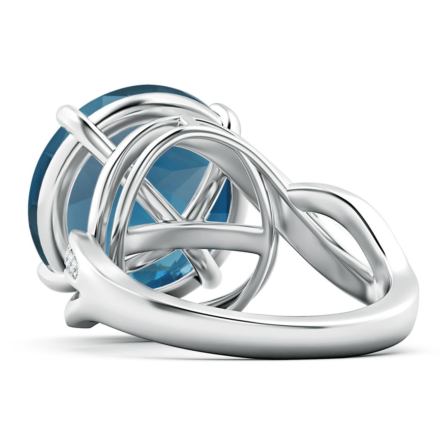 Angara Anillo de oro de 14 quilates con solitario natural certificado por la GIA de 11,22 ct de topacio azul de Londres en Nuevo estado para la venta en Los Angeles, CA