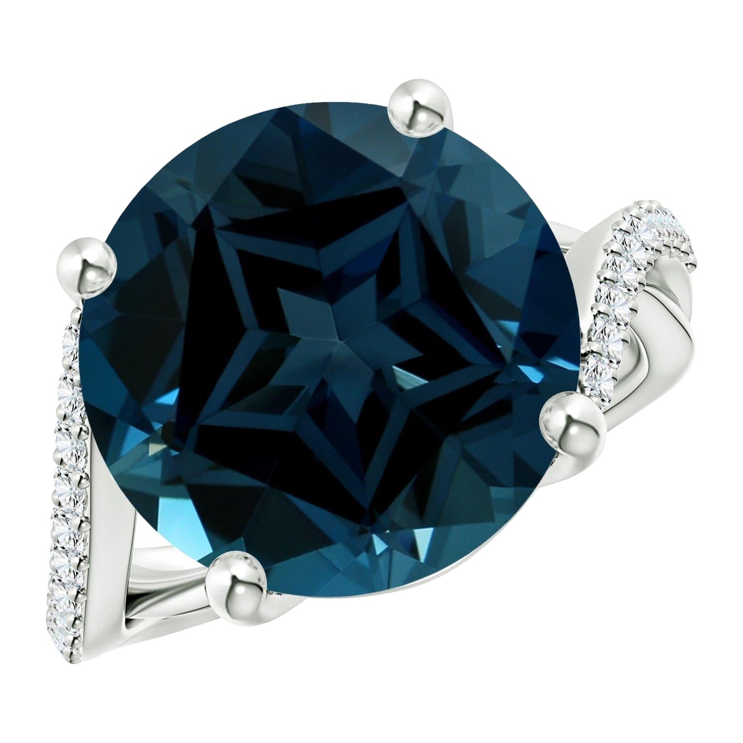 Angara Natural GIA Certified Solitaire 11.22ct London Blue Topaz Ring 14K Gold