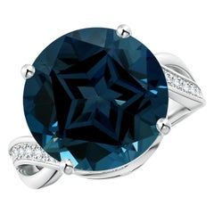 Angara Anillo de oro de 14 quilates con solitario natural certificado por la GIA de 11,22 ct de topacio azul de Londres