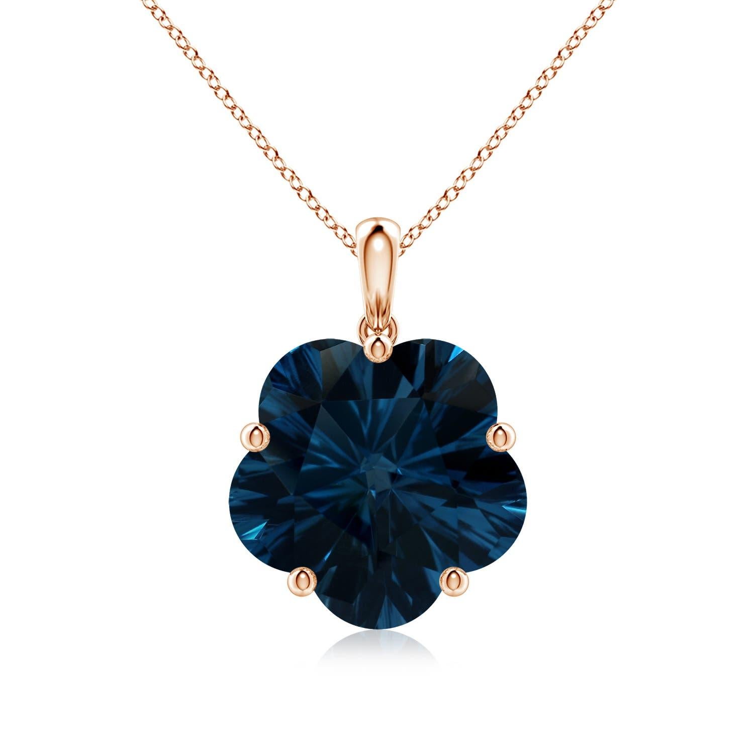 Ciondolo in oro 14K con Topazio Blu di Londra 13,9ct, certificato GIA da Angara. in vendita 4