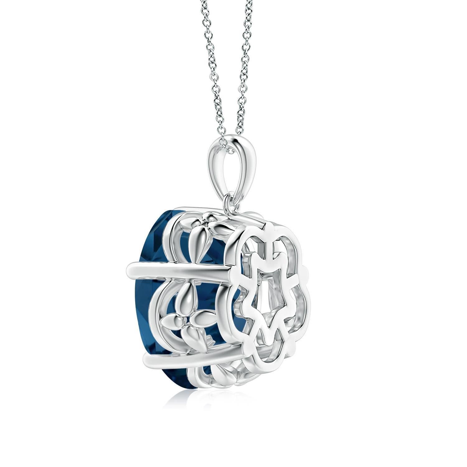 Taglio misto Ciondolo in oro 14K con Topazio Blu di Londra 13,9ct, certificato GIA da Angara. in vendita