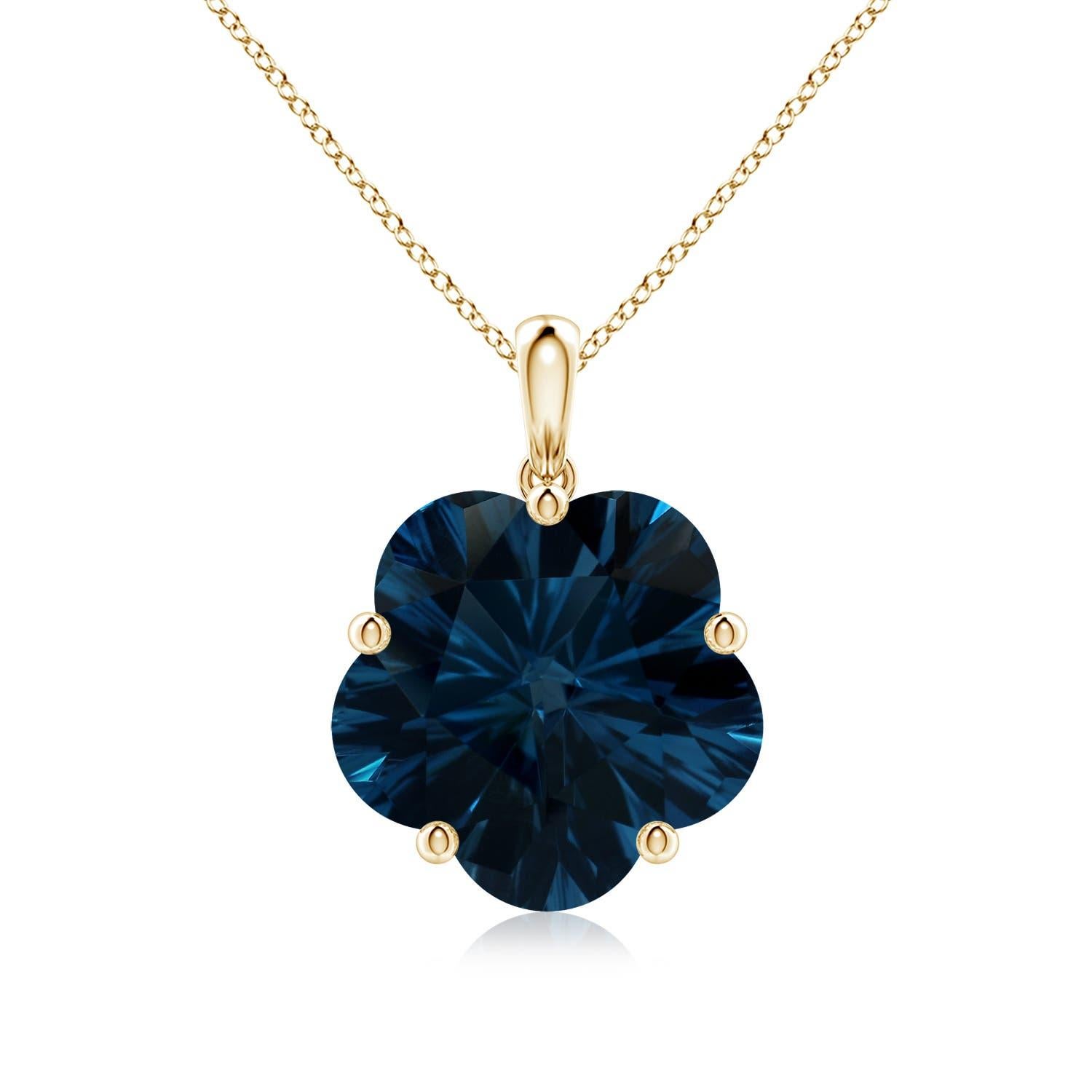 Ciondolo in oro 14K con Topazio Blu di Londra 13,9ct, certificato GIA da Angara. in vendita 3