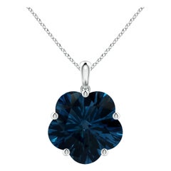 Angara Natural GIA zertifiziert Solitär 13,9ct London Blue Topaz Anhänger 14K Gold