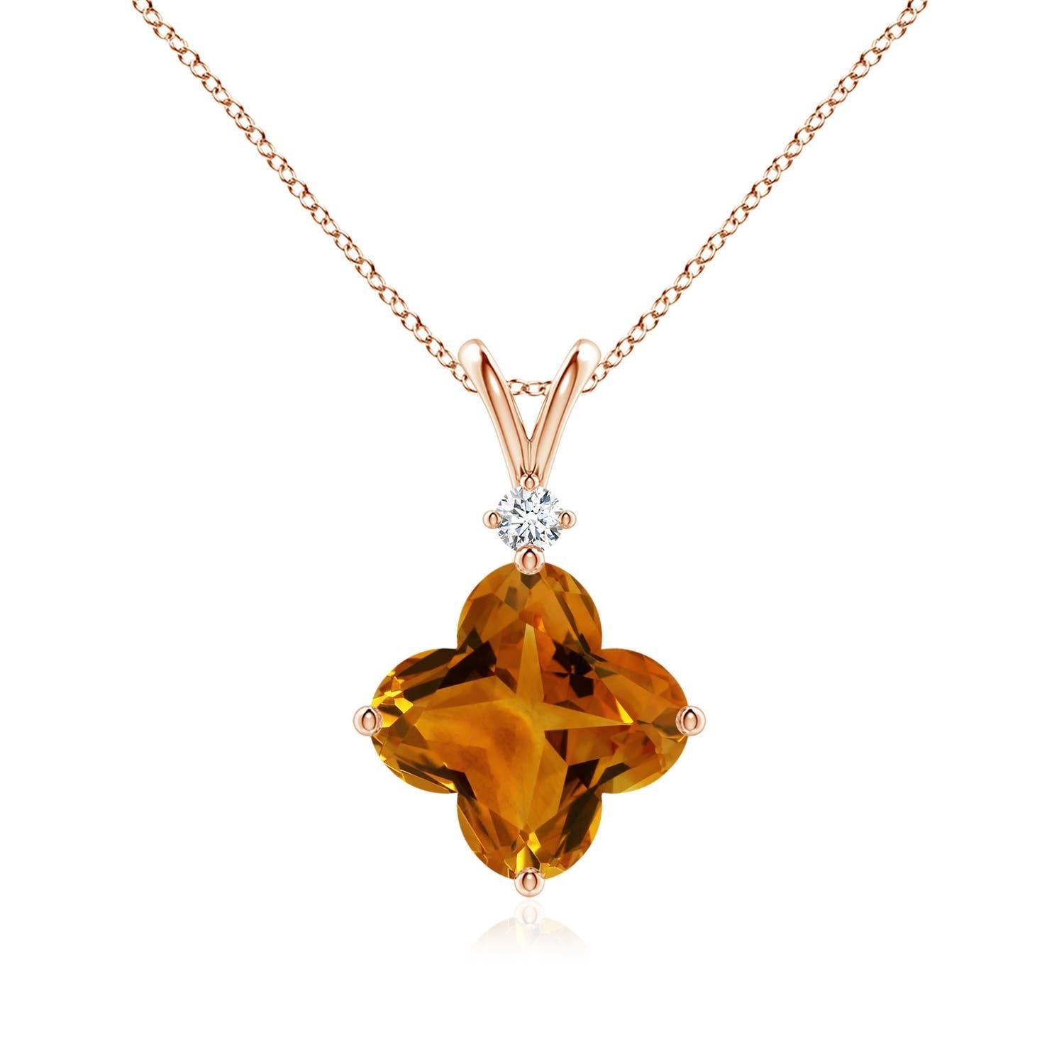 Angara Solitario Natural Certificado GIA Colgante de Citrino de 4,04 ct en Oro Macizo de 14K en venta 4