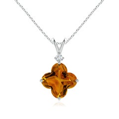Angara Solitario Natural Certificado GIA Colgante de Citrino de 4,04 ct en Oro Macizo de 14K