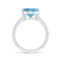 Angara Bague en or massif 14K avec aigue-marine solitaire de 4,28 ct certifiée GIA Naturelle