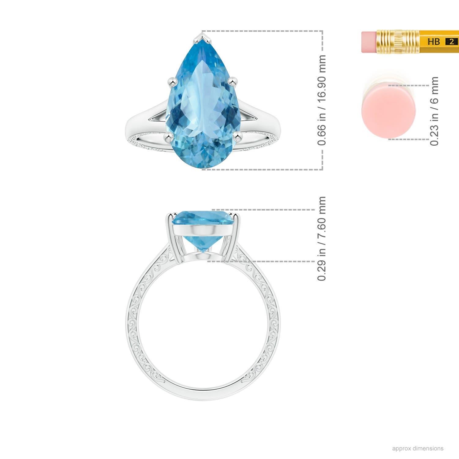 Angara natürlichen GIA zertifiziert Solitär 4,28 ct Aquamarin Ring in 14K massivem Gold Damen im Angebot