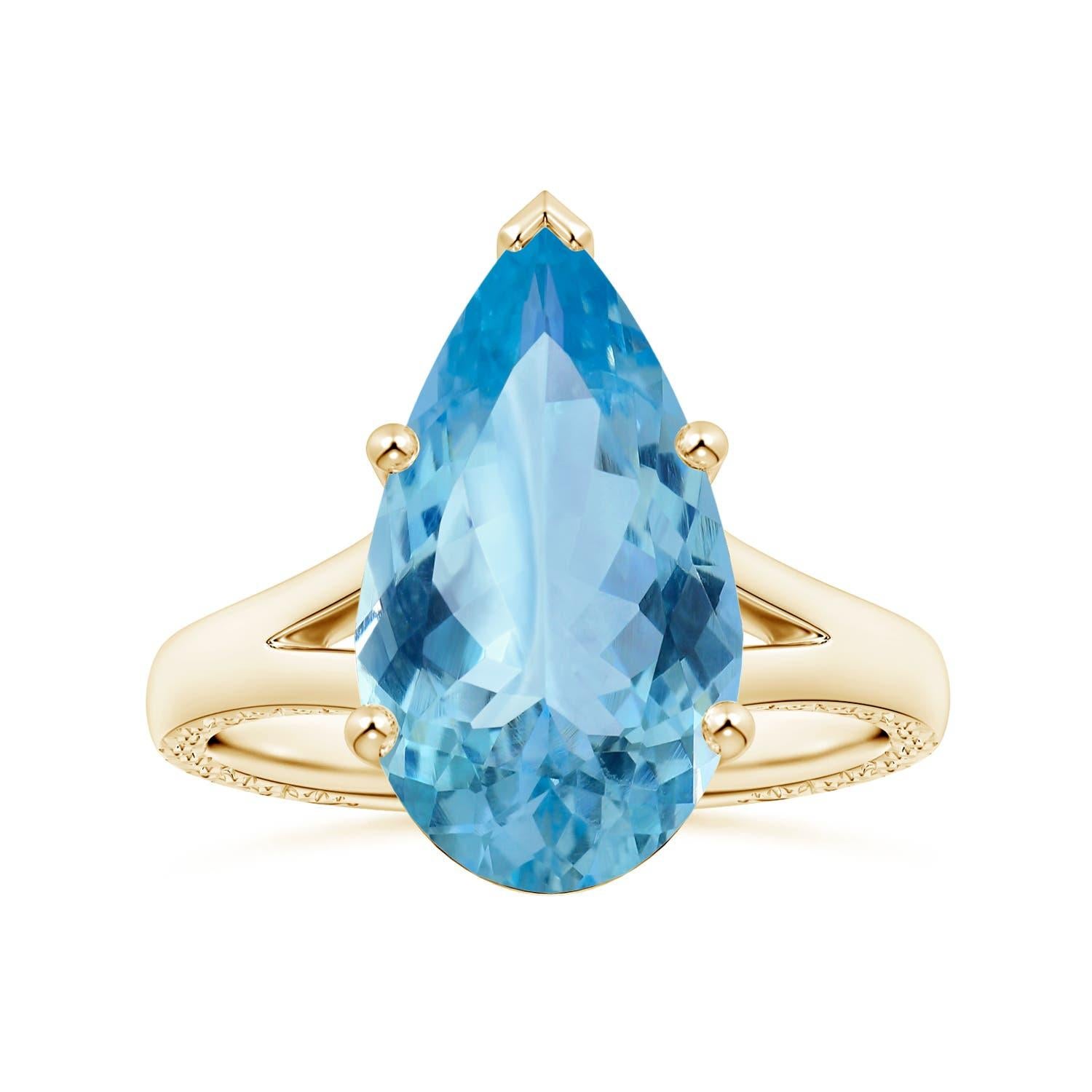 Angara natürlichen GIA zertifiziert Solitär 4,28 ct Aquamarin Ring in 14K massivem Gold im Angebot 3