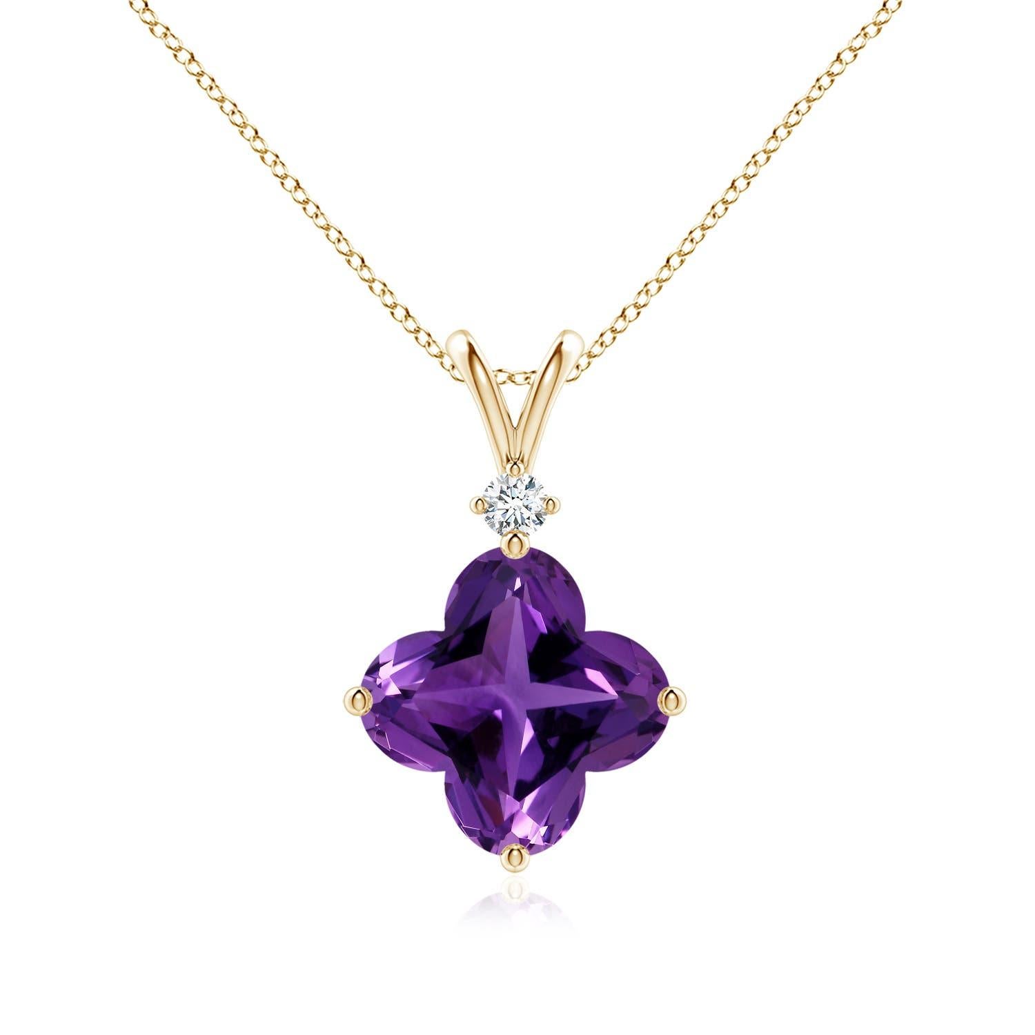 Angara Natural GIA zertifiziert Solitär 4,6ct Amethyst Anhänger in 14K massivem Gold im Angebot 3