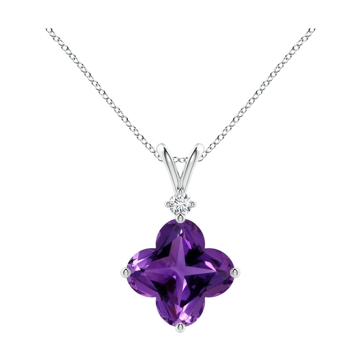 Pendentif en or massif 14K avec améthyste solitaire naturelle certifiée GIA de 4,6 ct Angara