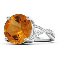 Angara Natural GIA Certified Solitaire 9.03ct Citrine Ring in 14K Gold for Women