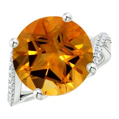 Angara Anillo de Citrino con Solitario Natural Certificado GIA de 9,03 ct en Oro de 14K para Mujer