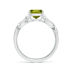 Angara 1.46ct GIA Certified Cushion Peridot Ring in 14K Gold