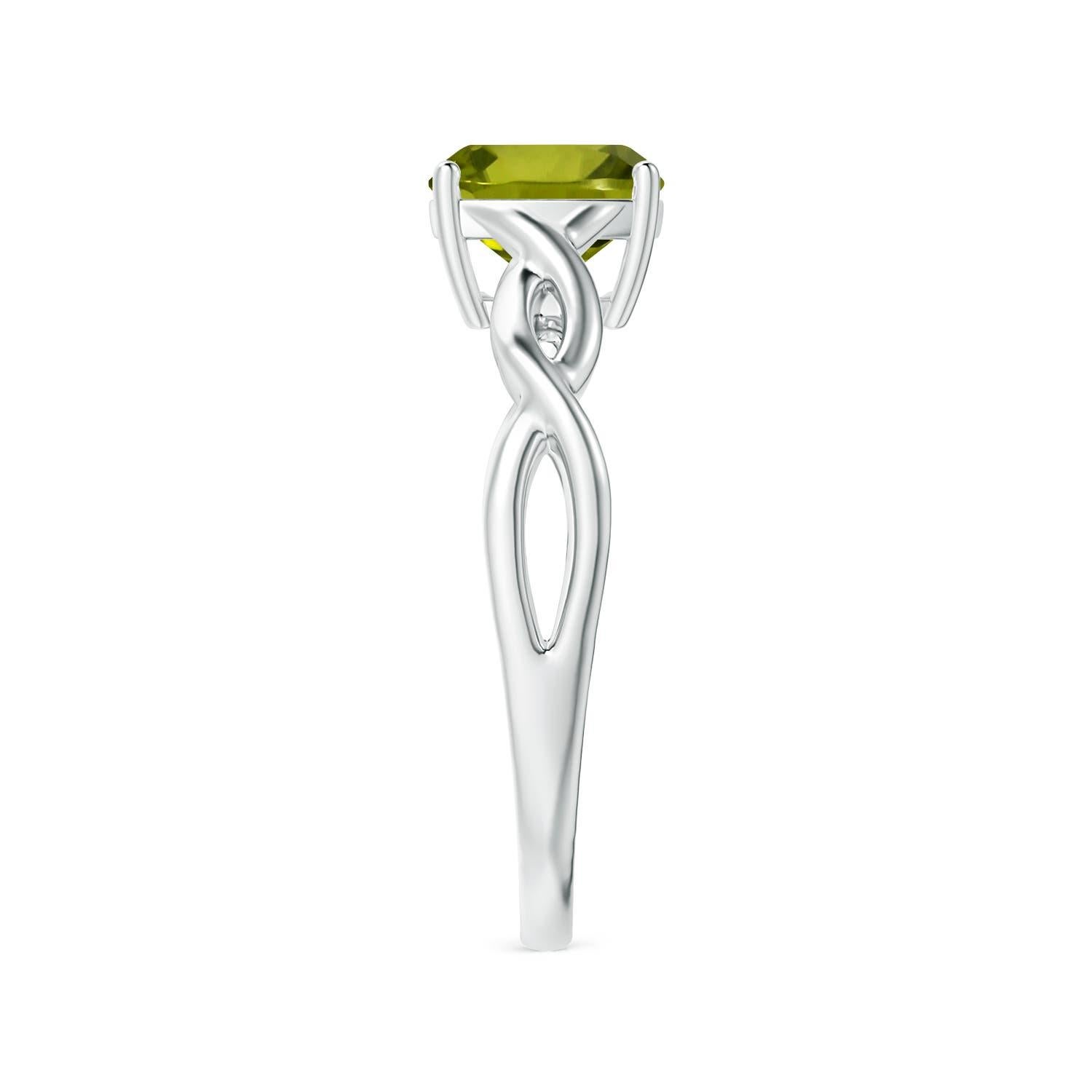 Angara natürlichen GIA zertifiziert Solitär Kissen 1,46 ct Peridot Ring in 14K Gold (Kissenschliff) im Angebot