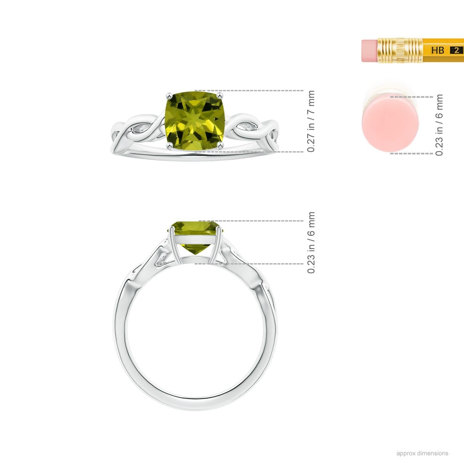 Angara natürlichen GIA zertifiziert Solitär Kissen 1,46 ct Peridot Ring in 14K Gold Damen im Angebot
