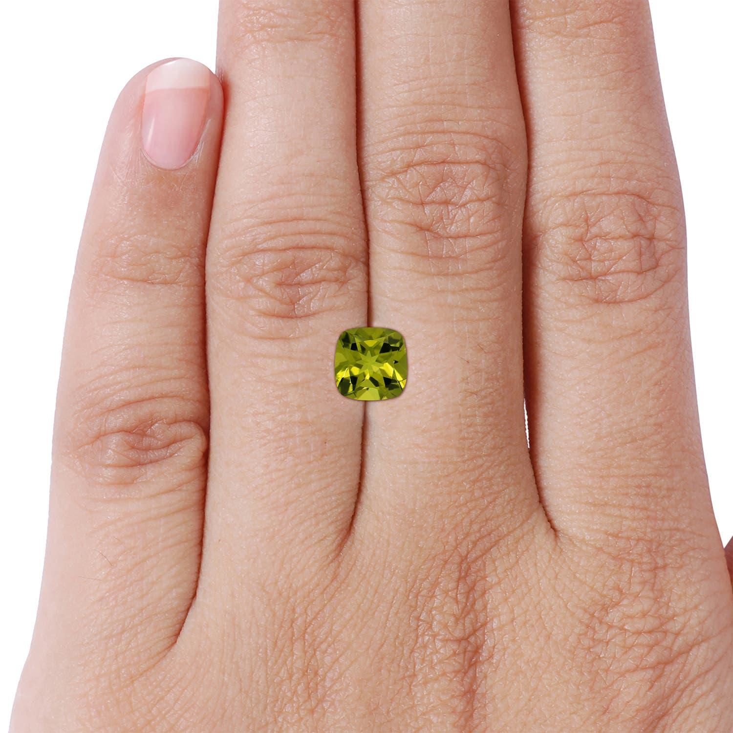 Angara natürlichen GIA zertifiziert Solitär Kissen 1,46 ct Peridot Ring in 14K Gold im Angebot 2