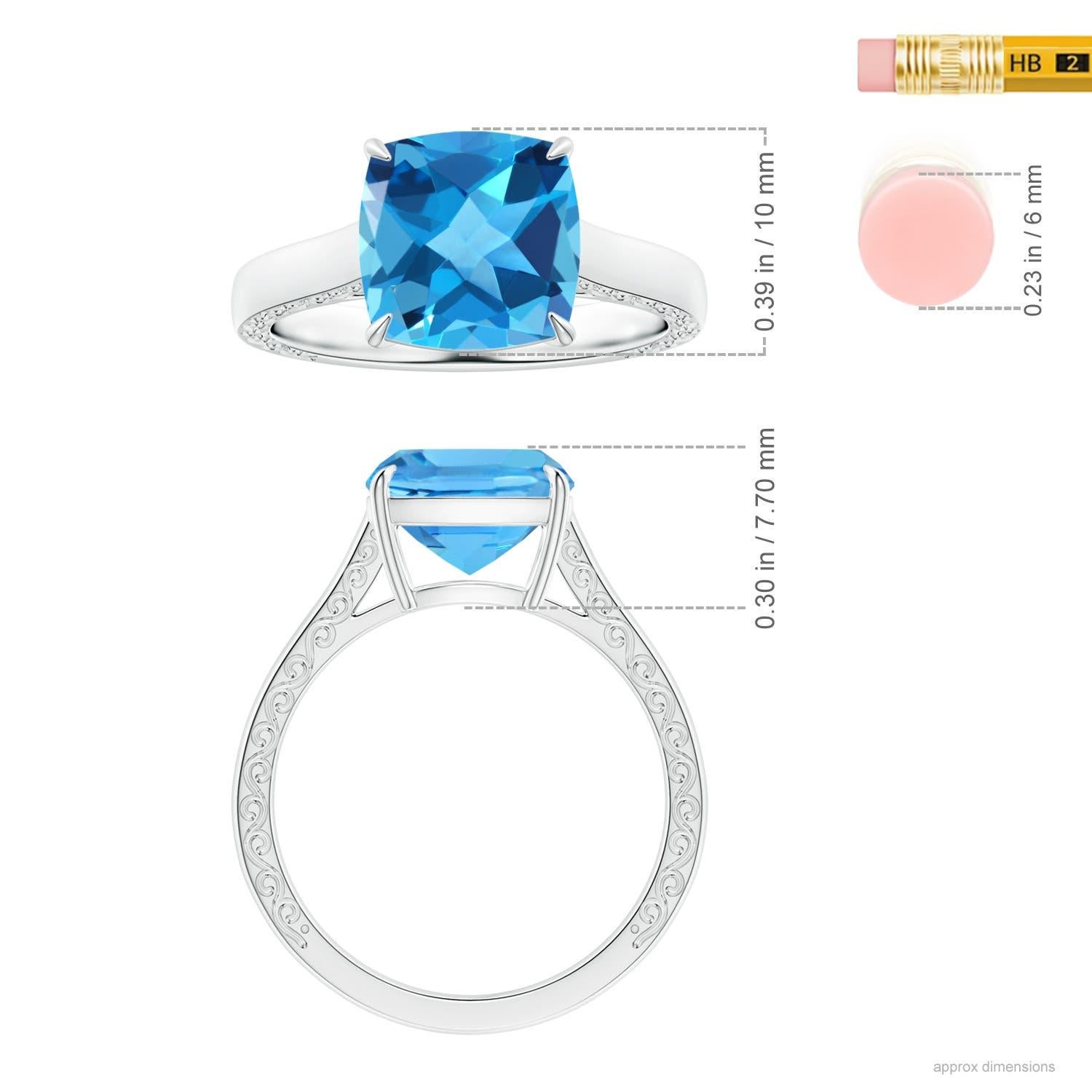 Angara natürlichen GIA zertifiziert Solitär Kissen 4,8ct Schweizer Blautopas 14K Gold im Zustand „Neu“ im Angebot in Los Angeles, CA