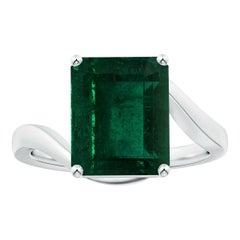 Angara Natural GIA Certified Solitaire Emerald-Cut Emerald Ring 14K Solid Gold