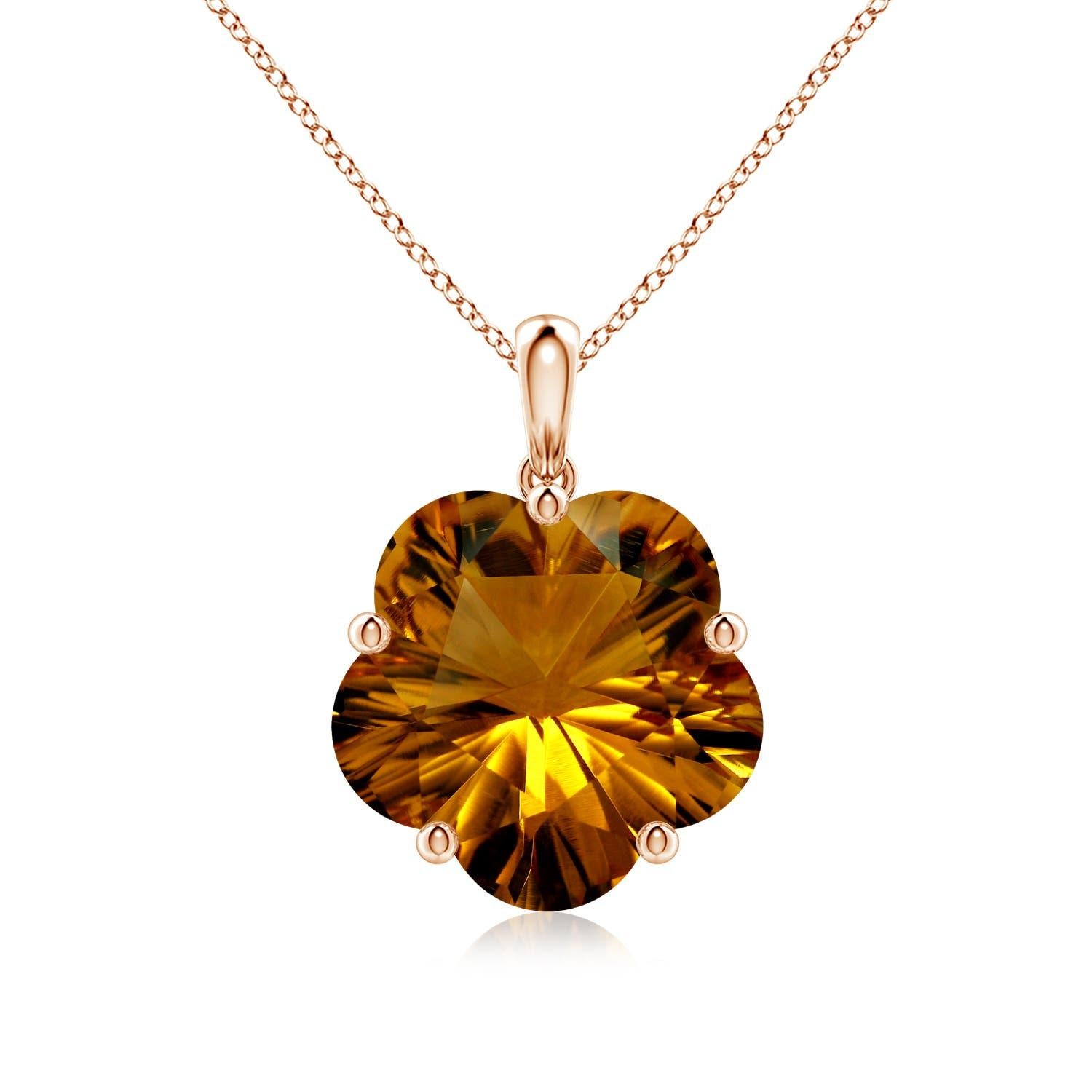 Angara Nature Solitaire certifié GIA Fleur 9,3 ct Citrine pendentif en or 14k en vente 4