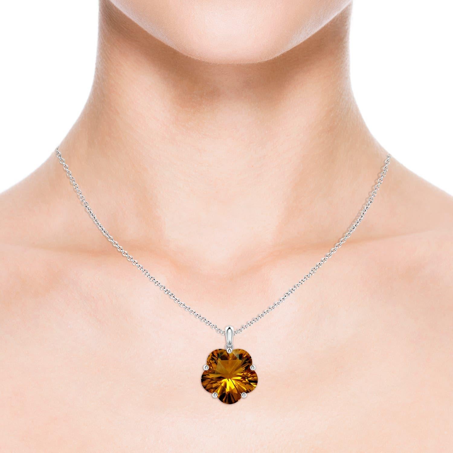 Angara Nature Solitaire certifié GIA Fleur 9,3 ct Citrine pendentif en or 14k Pour femmes en vente