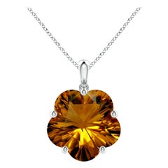 Angara Colgante Flor Solitario Natural Certificado GIA de Citrino de 9,3 ct en Oro de 14k