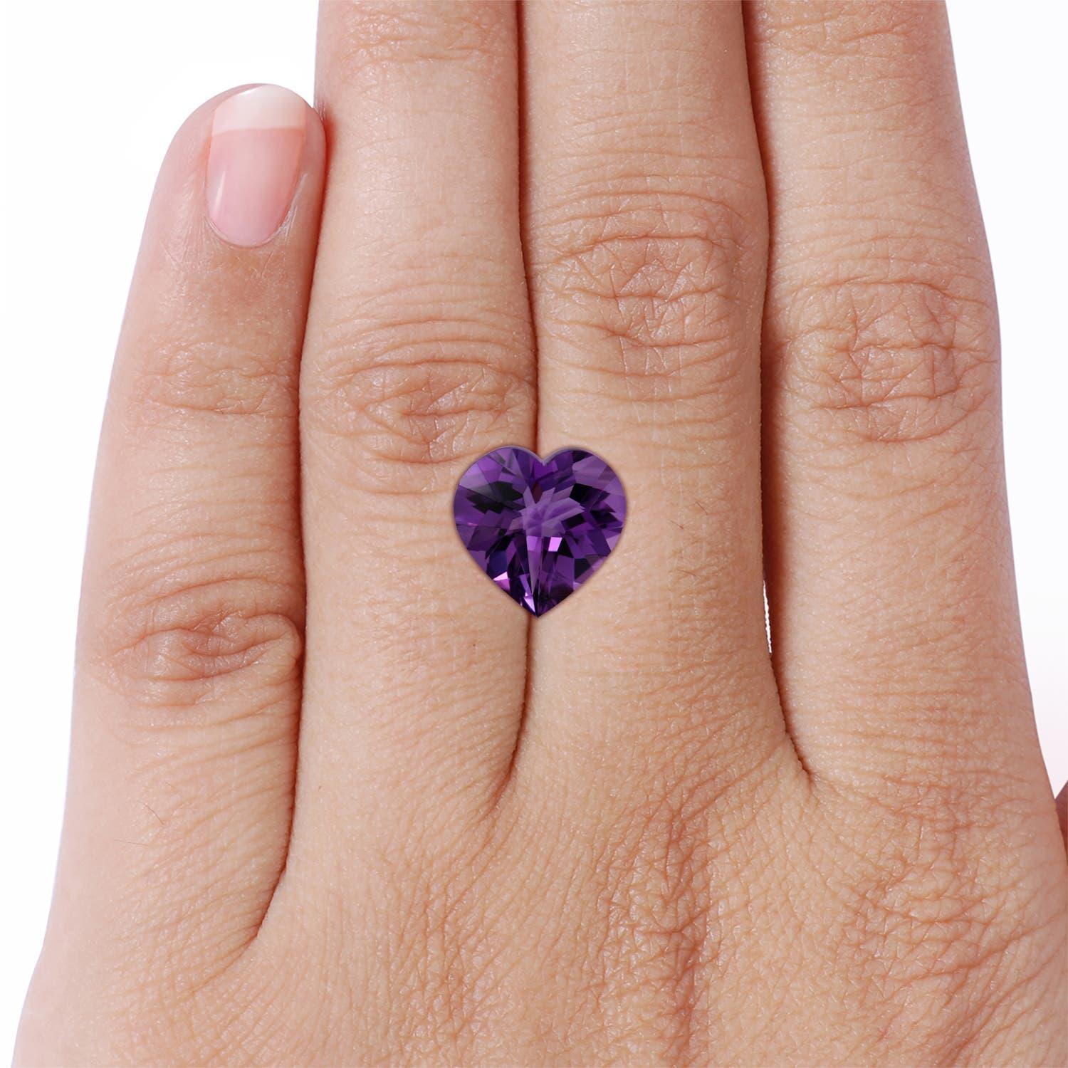 Anello Angara Nature certificato GIA con cuore solitario di ametista da 4,66 carati in oro 14K in vendita 4