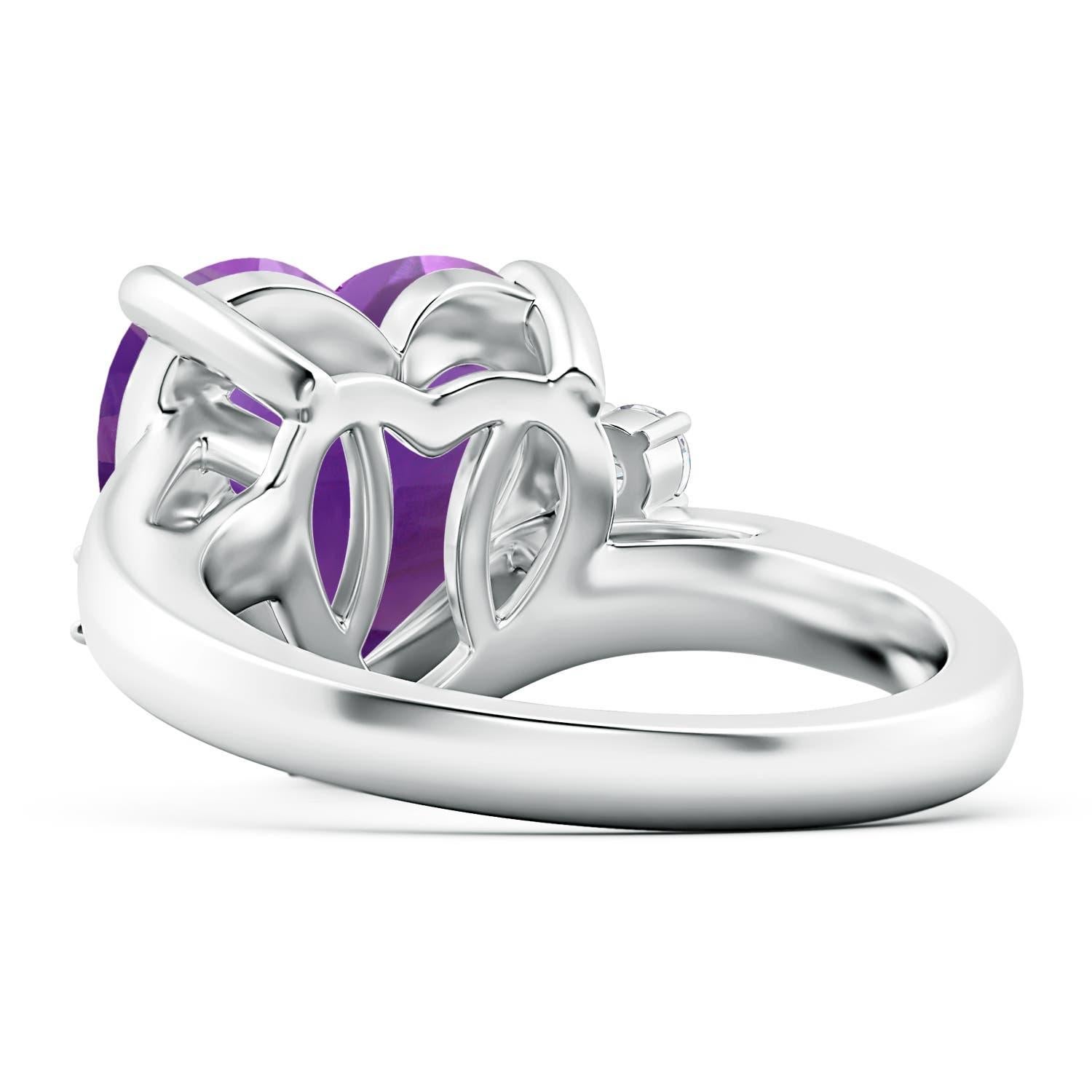 Donna Anello Angara Nature certificato GIA con cuore solitario di ametista da 4,66 carati in oro 14K in vendita
