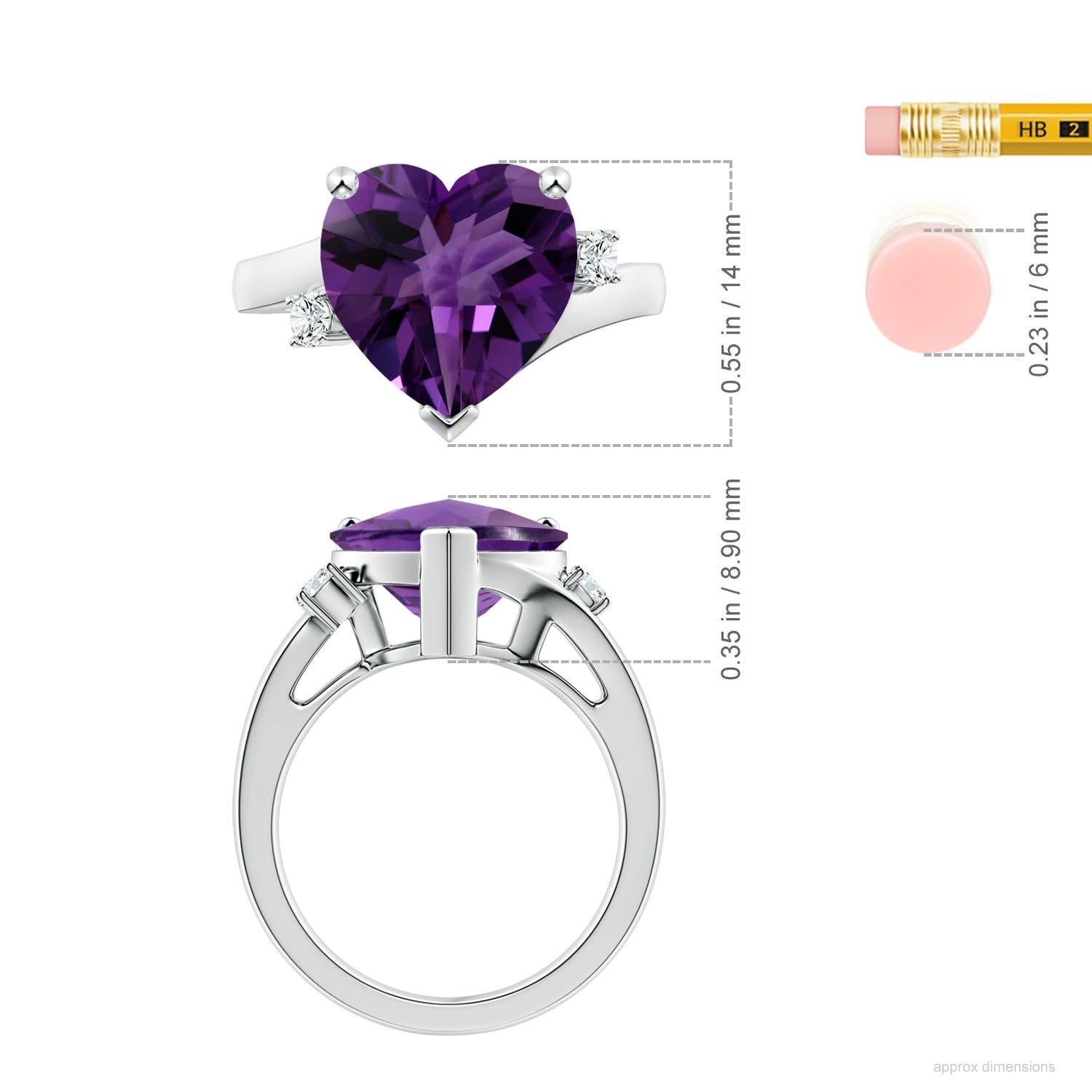 Anello Angara Nature certificato GIA con cuore solitario di ametista da 4,66 carati in oro 14K in vendita 2