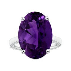 Angara Natural GIA zertifiziert Solitär Oval 12,46 ct Amethyst in 14K Solid Gold