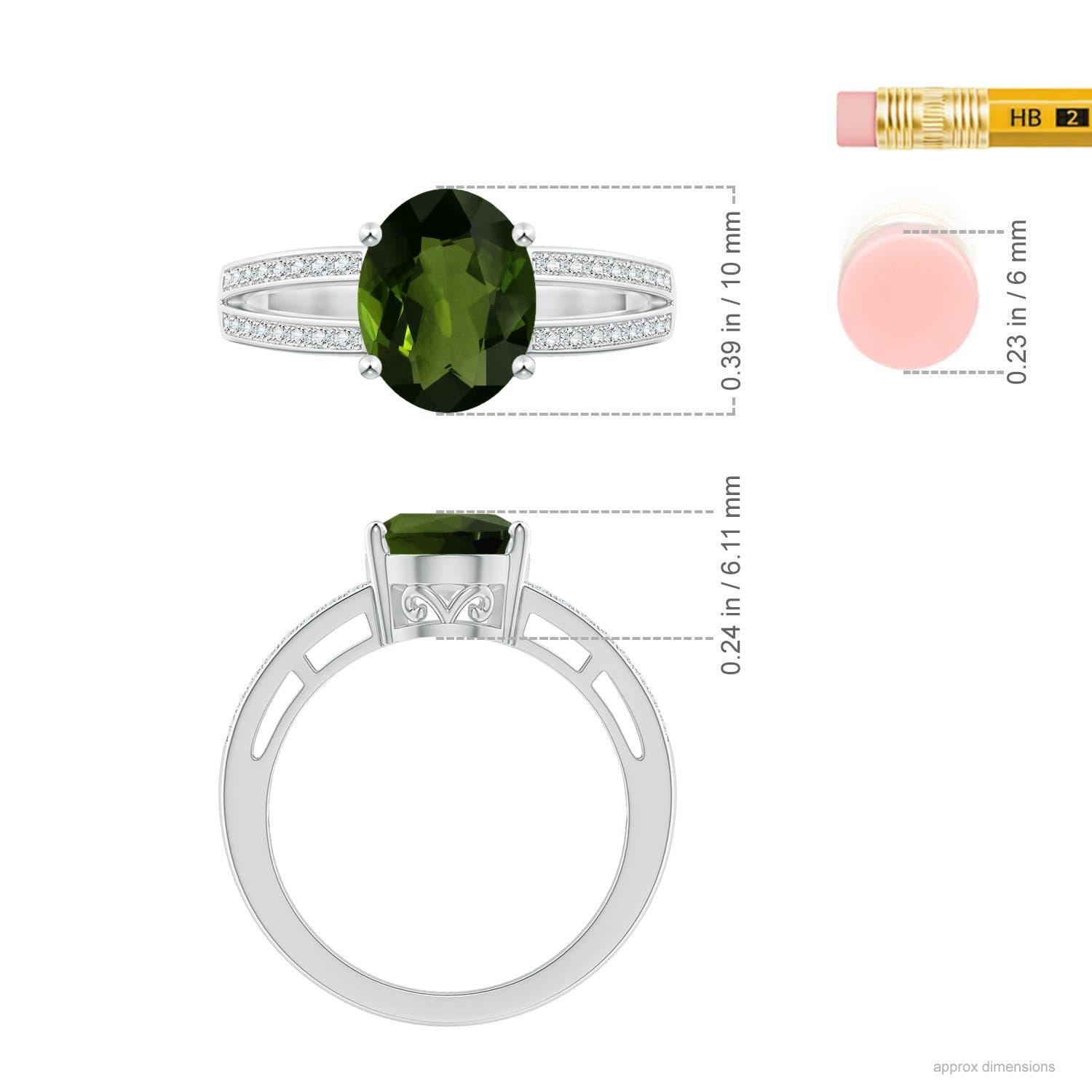 Angara Bague solitaire en or 14 carats avec tourmaline ovale de 2,12 ct certifiée GIA Naturelle Pour femmes en vente
