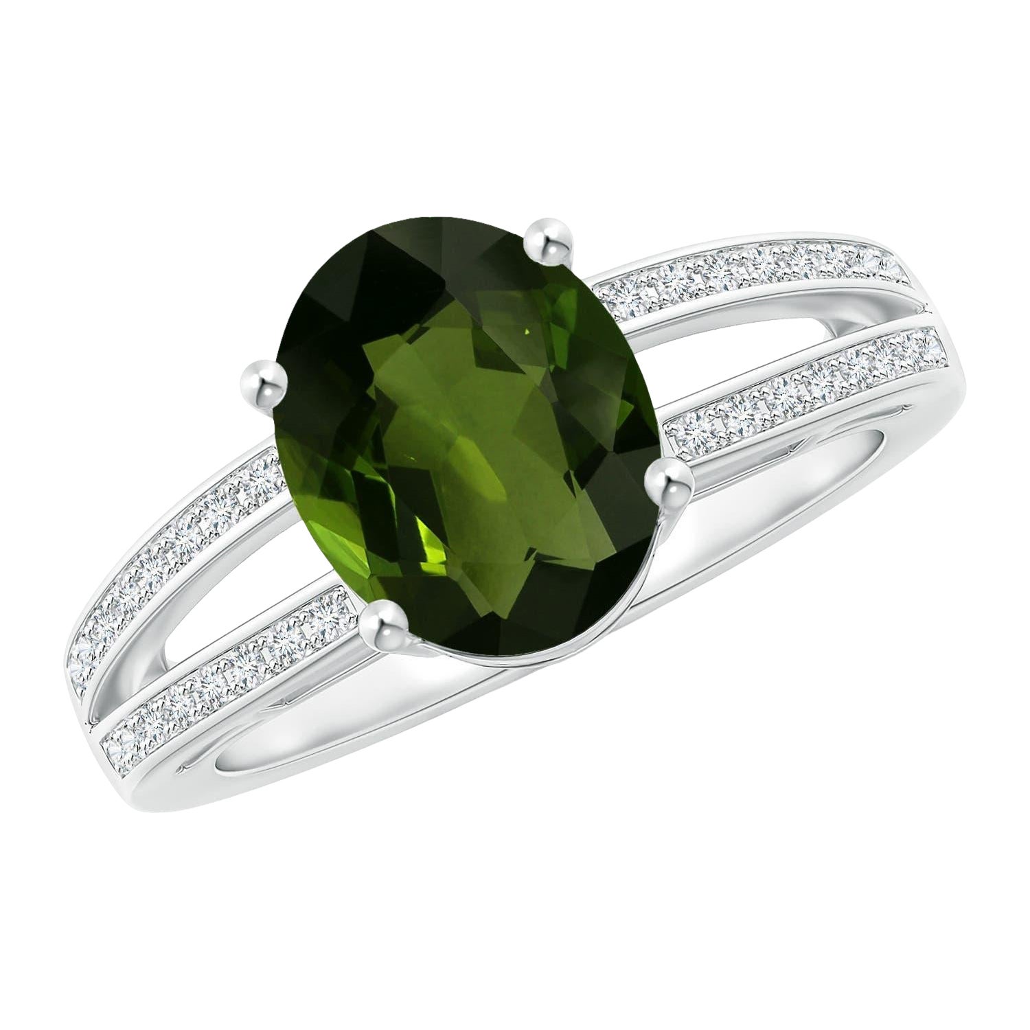 Angara Anillo de Turmalina Ovalada con Solitario Natural Certificado GIA de 2,12 ct en Oro de 14K