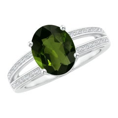 Angara Anillo de Turmalina Ovalada con Solitario Natural Certificado GIA de 2,12 ct en Oro de 14K