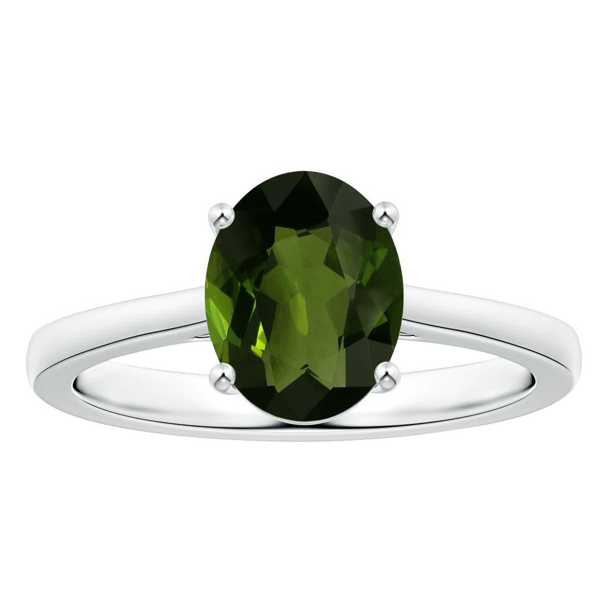 Anello con tormalina ovale solitario da 2,12 carati in oro 14 carati certificato GIA di Angara Nature