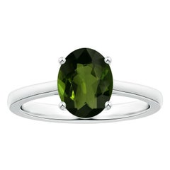 Anello con tormalina ovale solitario da 2,12 carati in oro 14 carati certificato GIA di Angara Nature