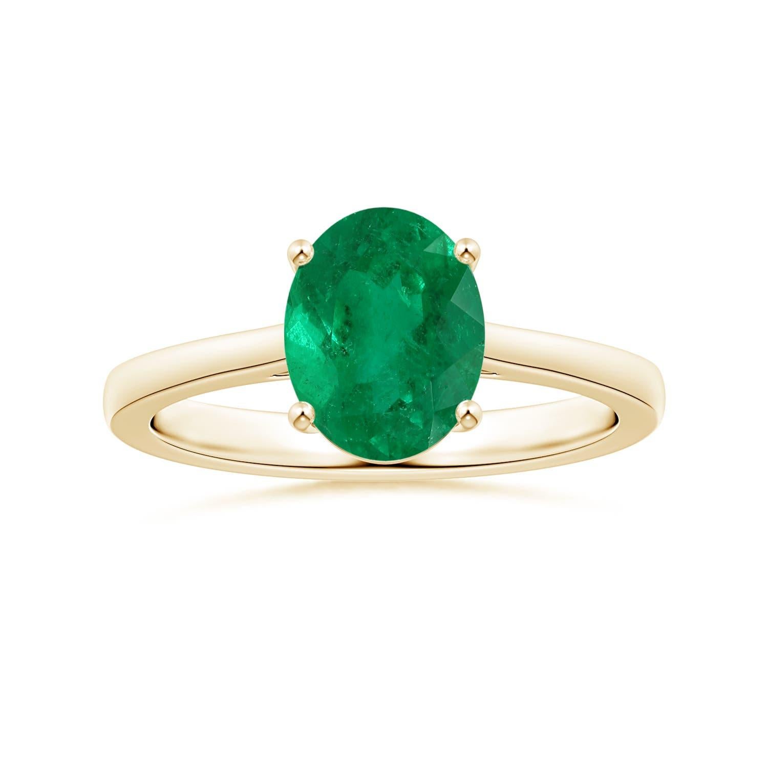 Angara Natural GIA zertifiziert Solitär Oval 2,17 ct Smaragd Ring in 14K Gold im Angebot 2