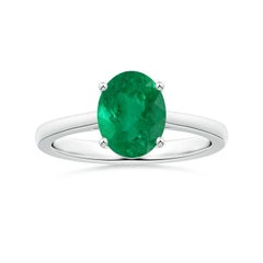 Anello con smeraldo ovale solitario da 2,17 carati in oro 14 carati certificato GIA di Angara Nature